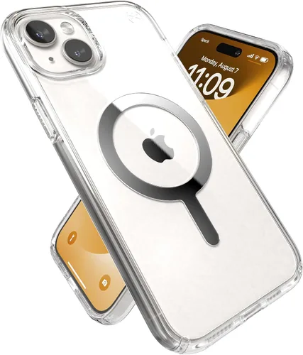 Vista 18 de Speck Presidio LUX - Funda para iPhone 17, compatible con MagSafe, funda protectora delgada, color negro desvanecido/gris pizarra/blanco