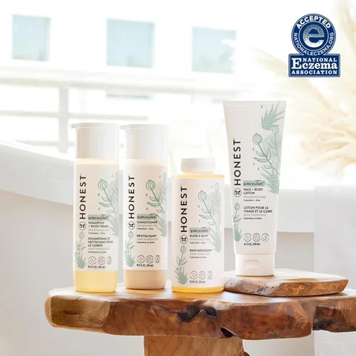 Vista 8 de The Honest Company Paquete sin fragancia para pieles sensibles Champú limpiador 2 en 1 + gel de baño y acondicionador sin silicona Derivado