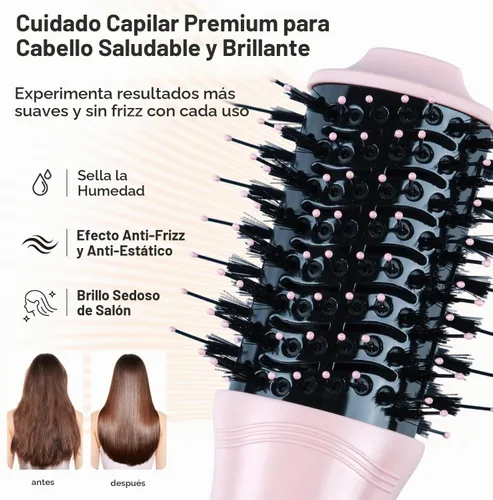 Vista 5 de Mini cepillo de secado de pelo de doble voltaje, 900 vatios, cepillo de aire caliente de cerámica ovalado de 2 pulgadas, secador de pelo de un solo