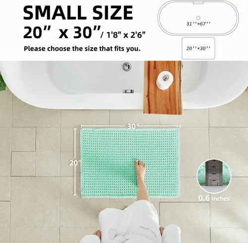 Vista 2 de TYUU Tapete de baño estilo gofre, tapete de baño bohemio, antideslizante, lavable, súper absorbente, de secado rápido, bonito tapete de baño