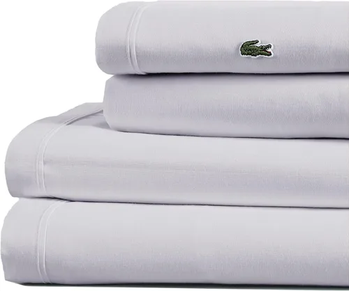 Vista 11 de Lacoste Juego de sábanas de 3 piezas 100% percal de algodón, frescas, crujientes, mate y duraderas, con certificación Oeko-Tex, color liso, azul