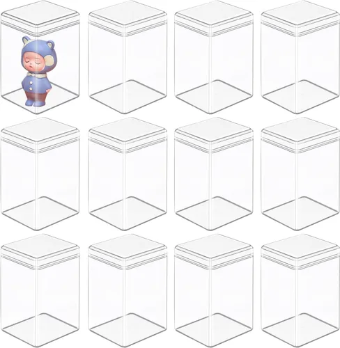 Vista 8 de Vitrina para coleccionables, paquete de 2 unidades, 4 capas, ajustable, vitrina, con puerta magnética, caja transparente apilable para escaparate