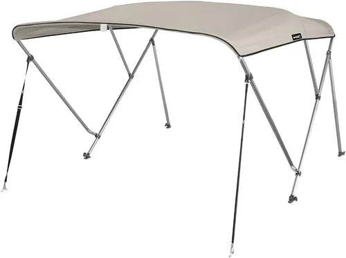 Vista 12 de MSC - Toldo superior de barco de 3 y 4 arcos, poliéster teñido en solución 600D, incluye 2 postes de soporte y 4 correas ajustables Beige