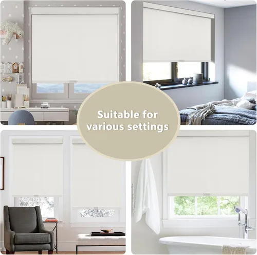 Vista 6 de SUNOFF Persianas Enrollables Opacas Inalámbricas para Ventanas de Parada Libre, Bajar Oscurecimiento de Habitación con Cenefa, Persianas de Tela