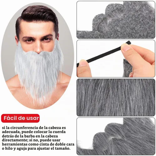 Vista 5 de WILLBOND 12 piezas de bigote de barba falsa Halloween Cosplay accesorios