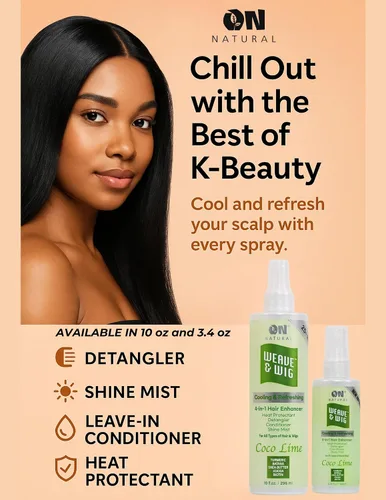 Vista 5 de On Natural Weave & Wig - Potenciador de cabello 4 en 1 para todas las texturas de cabello [Coco Lime] 3.4 oz