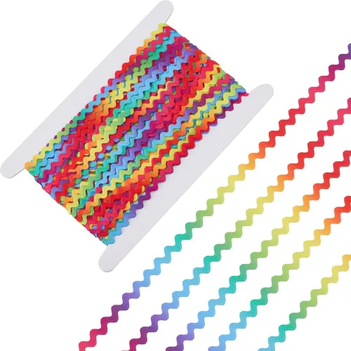 Vista 8 de GORGECRAFT Rick Rick - Cinta de 24 yardas, 12 colores, 0.197 in, costura ondulada, flecos, tejido trenzado, encaje para manualidades, costura, ropa