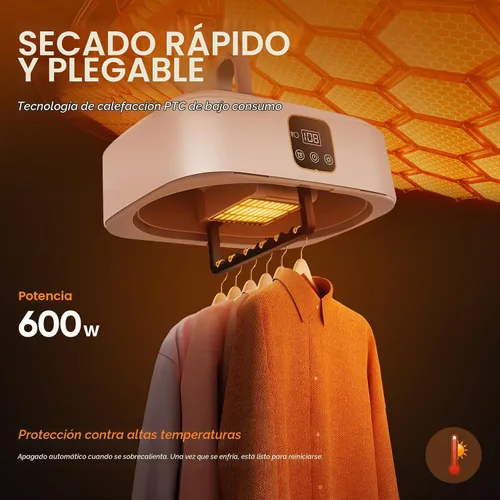 Vista 2 de Secadora de ropa portátil, mini secadora para lavandería, pequeña secadora eléctrica compacta plegable para viajes, RV, hogar y apartamento