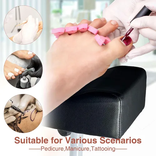 Vista 5 de Reposapiés de pedicura, silla de pedicura ajustable en altura, taburete de pedicura antideslizante para masaje, oficina o hogar, color negro
