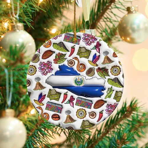Vista 93 de Lotacy Bandera argentina argentina de Navidad de cerámica 2D impresa adorno con símbolos, decoración del hogar argentina regalos para hombres