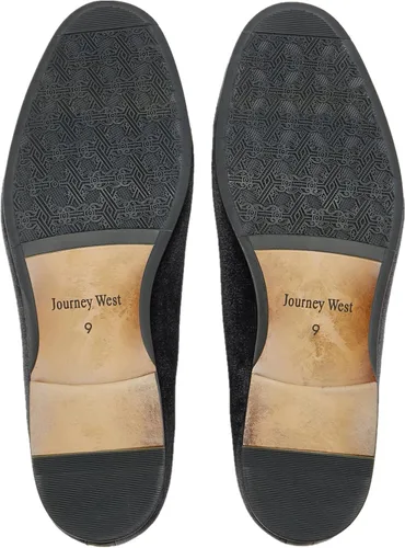 Vista 4 de Journey West Mocasines de terciopelo para hombre, mocasines bordados, mocasines de esmoquin, zapatos de vestir para fumar para hombre, Franch