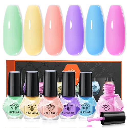 Vista 27 de modelones Esmalte de uñas, capa base 3 en uno, 0.5 onzas líquidas, fortalecedor de uñas transparente, secado rápido, larga duración, brillo