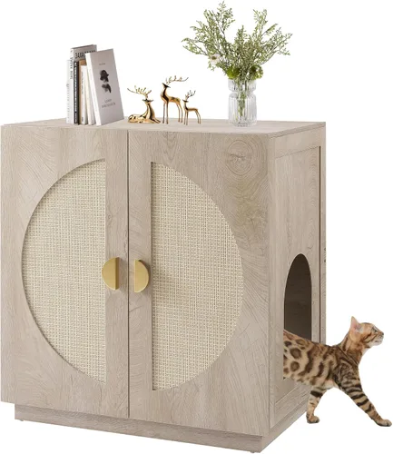 Vista 23 de unipaws Caja de arena para gatos extra grande para cajas de arena automáticas y autolimpiantes, armario alto con estación de carga, casa oculta