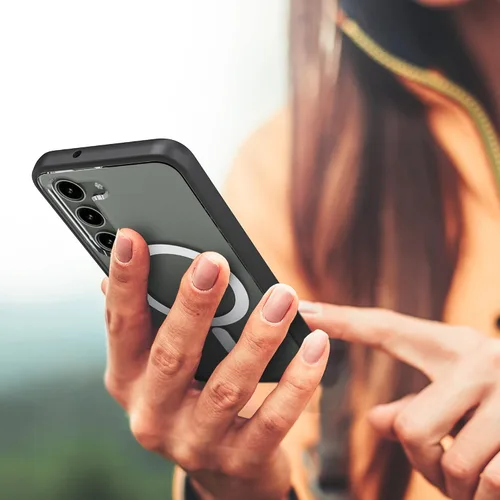 Vista 4 de ENCASED Funda magnética diseñada para Samsung Galaxy S23, compatible con carga MagSafe y accesorios, transparente/negro (versión 2023)
