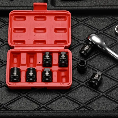 Vista 7 de Juego de enchufes de tubo de transmisión de 1/2", 8 piezas, SAE, CR-MO, 7/16" - 5/8", unidad cuadrada macho cónica, unidad cuadrada hembra biselada
