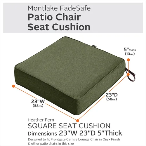 Vista 3 de Classic Accessories Montlake FadeSafe - Juego de cojines resistentes al agua para patio, 23 x 23 x 5 pulgadas (asiento), 21 x 20 x 4 pulgadas