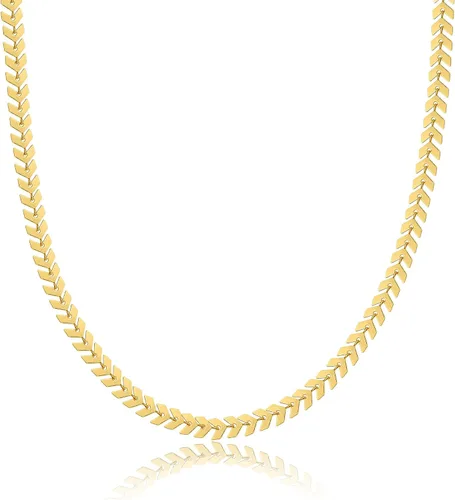Vista 6 de Gargantilla satélite chapada en oro de 14 quilates, cadena de 3 cuentas azules, collar de cadena brillante con corazones abiertos, cadena