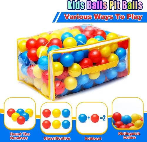 Vista 3 de Hovenlay 100 Bolas de Piscina de Bolas para Niños, Bolas de Plástico para Piscina de Bolas, Bolas de Juego para Bebés y Niños Pequeños, Ideal