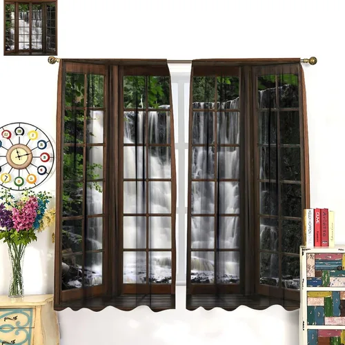 Vista 172 de Cortinas de paisaje, ventana 3D, primavera, bosque, vida silvestre, paisajes de naturaleza, dormitorio, sala de estar, cortinas térmicas opacas de 2