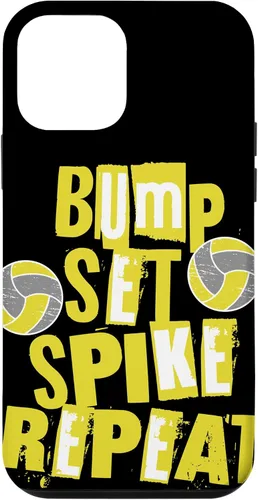 Vista 12 de iPhone XR Parents Girls Volleyball Bump Set Spike Repeat Yellow & Gray Case