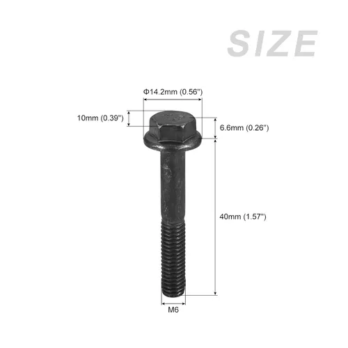 Vista 2 de METALLIXITY Pernos de cabeza hexagonal con brida (M6x40mm) 5pcs, perno de brida hexagonal Tornillo de media rosca, para sujetadores de hardware
