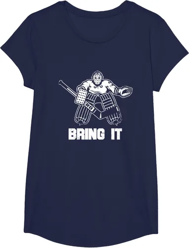 Vista 62 de Divertida camiseta gráfica de ropa de portero de hockey sobre hielo, Negro, S