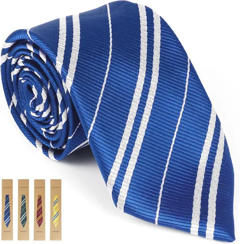 Vista 10 de Correa ajustable para el cuello para accesorio de disfraz de fiesta de cumpleaños, corbata azul, para cosplay de niños de 8 a 13 años, corbata
