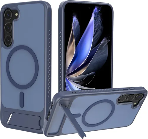 Vista 9 de Funda magnética para Samsung Galaxy S25+ Plus / S24+ Plus, soporte invisible integrado, compatible con MagSafe, translúcida a prueba de golpes Negro