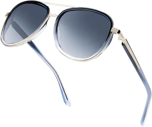 Vista 19 de BIRCEN Gafas de sol polarizadas para mujer con protección UV - Sombras retro espejadas con montura de acetato BC2001 A-Rosa