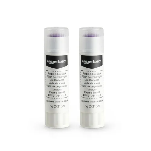 Vista 9 de Amazon Basics Pegamento escolar lavable morado, se seca transparente, barra de 0.24 onzas, paquete de 30 unidades Púrpura