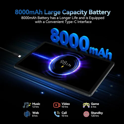 Vista 6 de 2025 La última tableta Android 15 de 11 pulgadas con celular dual 4G, tabletas Octa-Core con 128 GB de ROM 16 GB de RAM 1 TB Expand, tabletas