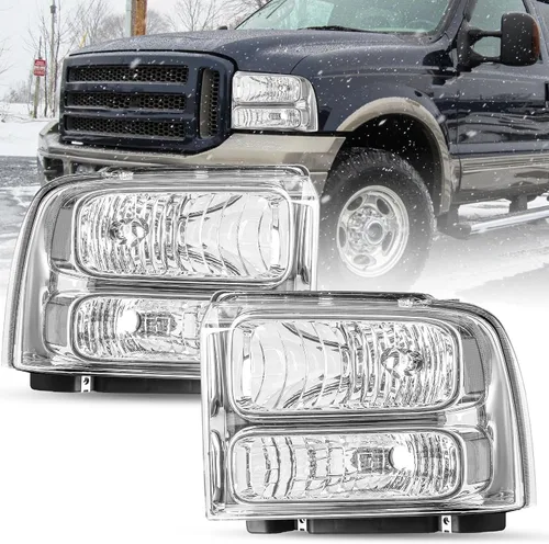 Vista 10 de SOCKIR - Juego de faros compatible con Ford F250 F350 F450 F550 Super Duty 1999-2004 / Ford Excursion 2000-2004, carcasa negra, reflector