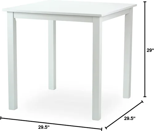 Vista 3 de Mesa de cocina cuadrada de comedor con diseño contemporáneo de madera maciza en acabado blanco