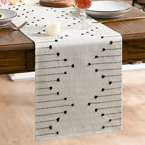 Vista 11 de Artoid Mode Camino de mesa tejido de algodón rústico verde militar, decoración de mesa de comedor para decoración de fiesta del hogar, 12 x 36