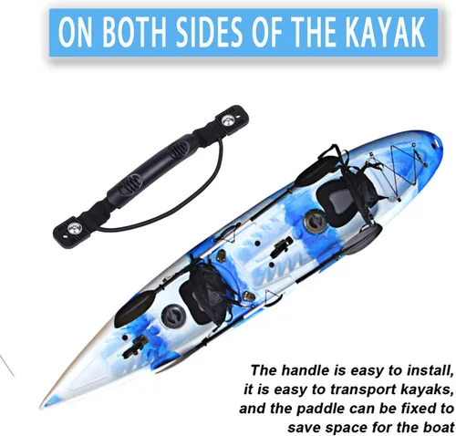 Vista 3 de Juego de 4 manijas de montaje lateral de canoa para kayaks con accesorios de soporte de paleta de cuerda elástica + 4 ganchos en J con kit