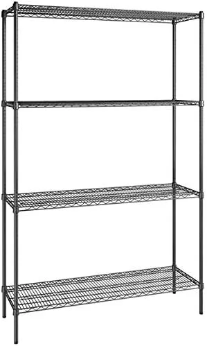 Vista 243 de Kit de 4 estantes de epoxi verde NSF de 21 x 72 pulgadas con postes de 86 pulgadas, estantería de almacenamiento resistente, kit de estantería