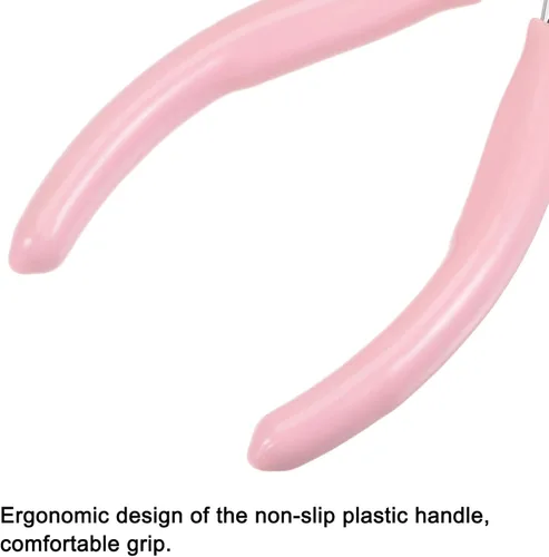 Vista 5 de HARFINGTON Alicates de precisión laterales de corte diagonal de 4.5 pulgadas con mango de plástico rosa para manualidades, fabricación de joyas