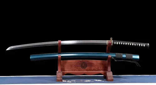 Vista 4 de Espada samurái funcional hecha a mano T10 arcilla de acero templada completa Tang Japón Katana