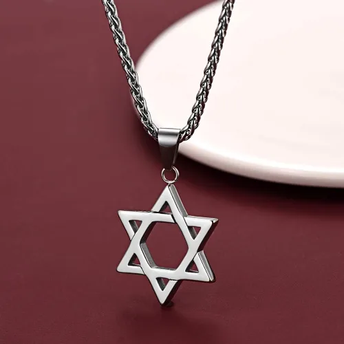 Vista 8 de FaithHeart Magen David - Collar con colgante de estrella de David de acero inoxidable joyería judía para mujeres y hombres el sello de Salomón