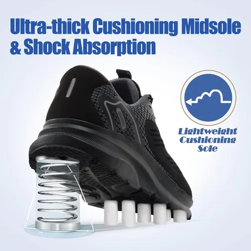 Vista 3 de JACKSHIBO Puntera ancha para hombres y mujeres, zapatos deportivos para correr en carretera, ligeros, transpirables, neutros, acolchados