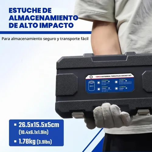 Vista 6 de AKM Juego de llaves Torx Plus externas de 19 piezas, 6 puntos EP Socket EP4-32 con 1/2 pulgadas 3/8 pulgadas 1/4 pulgadas Dr. EP8.8 compatible