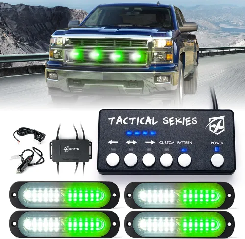 Vista 9 de Xprite Kit de luces estroboscópicas LED ámbar para montaje en superficie, parrilla de parrilla lateral, luz intermitente de advertencia