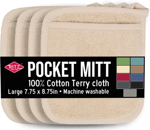 Vista 31 de RITZ Terry Pocket Mitt & Hot Pad: Unparalleled Heat Resistant, Durable 100% Cotton – Ergonomically Designed for Optimal Grip – Easy-Care Machine