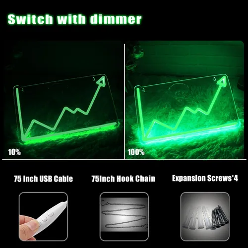 Vista 4 de Tendencia del mercado de valores Letrero de neón Diario Trading Line Chart Luz de neón LED Letrero de neón para decoración de pared Luz de neón LED