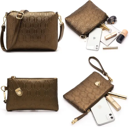 Vista 13 de Bolsos de mano de moda para mujer, bolsa de hombro, asa superior, bolsa de mano, juego de 4 piezas