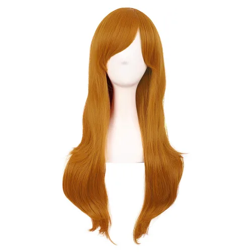 Vista 20 de MapofBeauty - Peluca larga de extremos rizados para cosplay, de 28 pulgadas, para mujer, color Azure Azul celeste