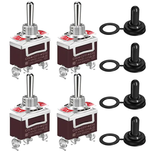 Vista 7 de DaierTek Interruptor de palanca de mango negro resistente de 12 V, SPST 2 pines interruptor de palanca de encendido y apagado, interruptor