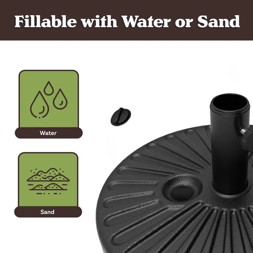 Vista 3 de Pure Garden - Soporte para paraguas – Base de sombrilla independiente rellenable de 50 libras – Llena de arena para uso al aire libre en cubiertas