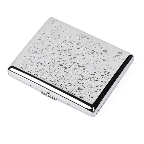 Vista 20 de Elegante, moderna y minimalista pitillera de metal - Capacidad para 10 cigarrillos de 100mm - Perfecta para mujeres - Diseño de metal ligero