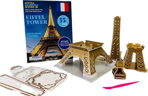 Vista 3 de Rompecabezas 3D para adultos y niños Kit de rompecabezas 3D de la torre Eiffel de Francia Kit de construcción de modelo de arquitectura